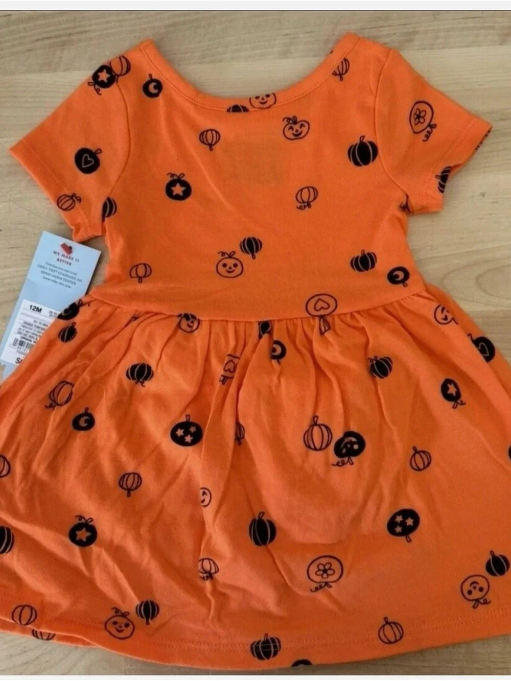 Cat and Jack NWT Girls Dress Orange wit Pumpkin Pattern with Bottoms underwear
